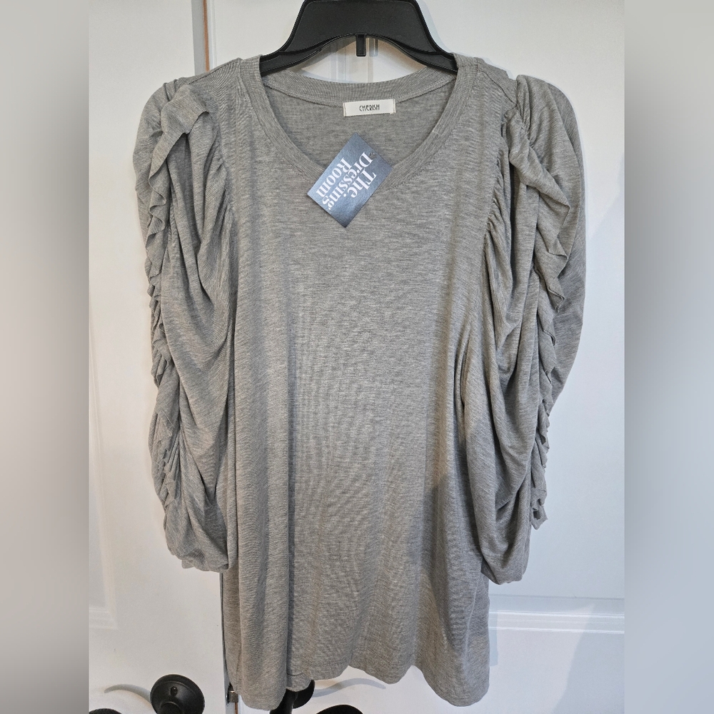NWT Cherish gray ruffle top